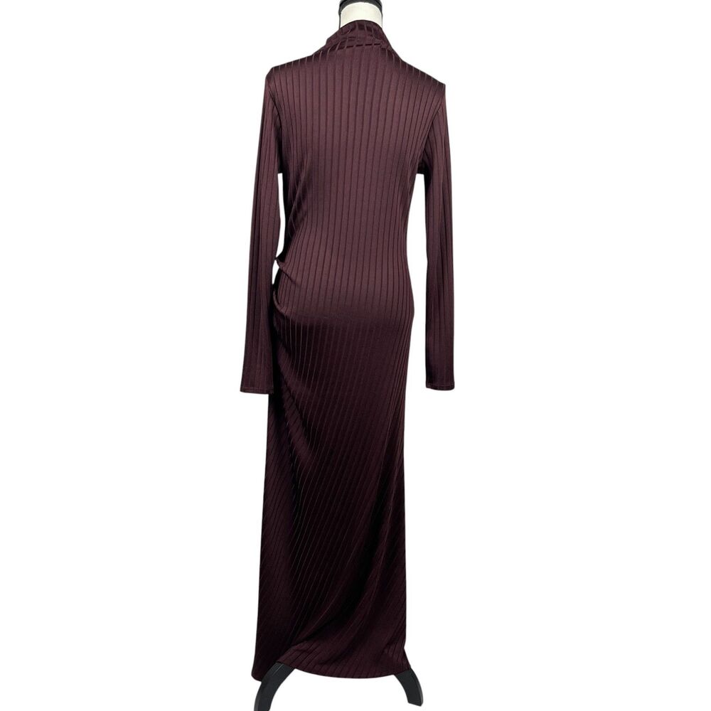 Good American Women’s Maxi Dress XL Burgundy Ribbed Mock Neck Long Sleeve - Picture 7 of 11